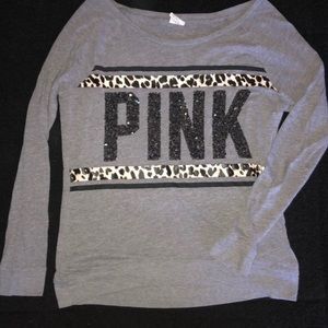 PINK Grey Long Sleeve T-Shirt